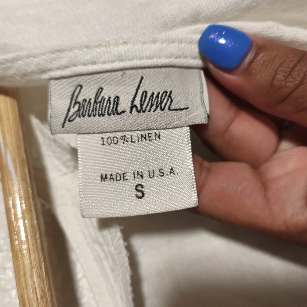 Vintage Barbara Lesser 100% Linen Midi Maxi Slip A-Line Dress sz S USA Ivory